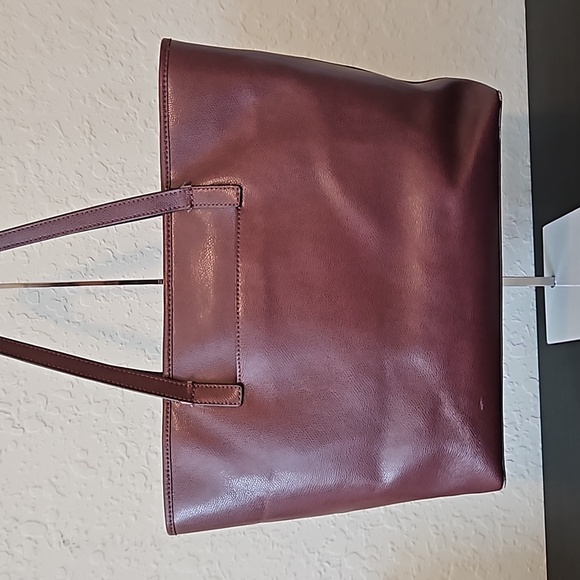 Michael Kors Burgandy Pebbled Leather Work Tote - Picture 2 of 16